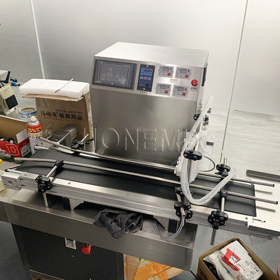 Mesin Pengisi Cairan 4 Kepala Kecil Listrik Dengan Sabuk Conveyor