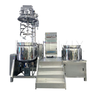 Pencampur krim homogenizer vakum tetap Pengangkat hidraulik Pencampur Heliks Ganda