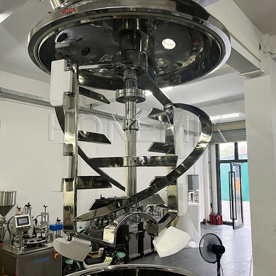 Pencampur krim homogenizer vakum tetap Pengangkat hidraulik Pencampur Heliks Ganda