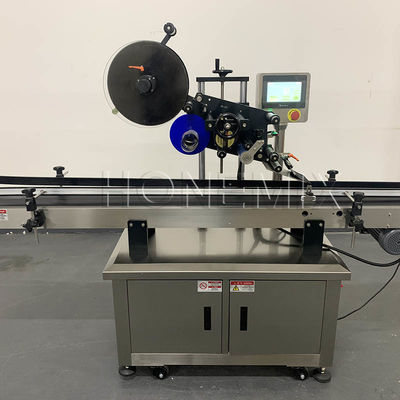 Top Plane Sticker Labeling Machine 2KW Disesuaikan untuk Botol Jar