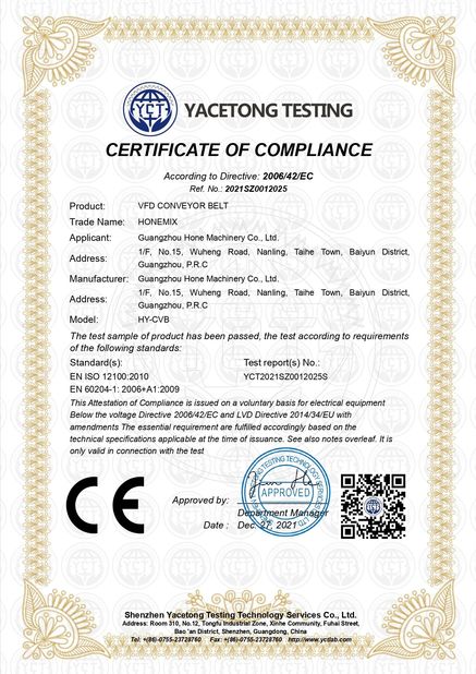 Cina Guangzhou Hone Machinery Co., Ltd. Sertifikasi