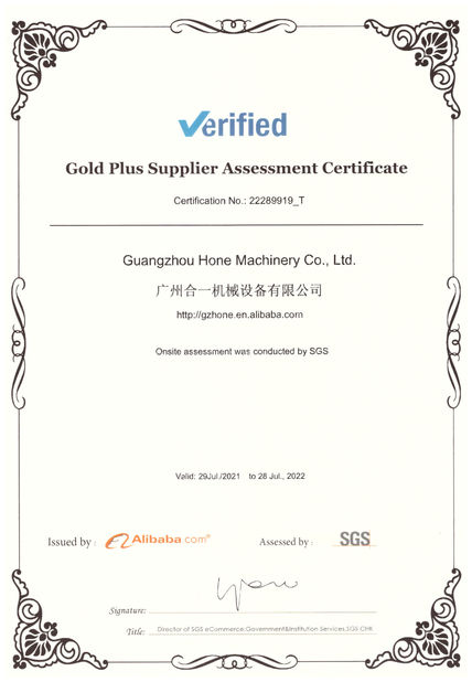 Cina Guangzhou Hone Machinery Co., Ltd. Sertifikasi