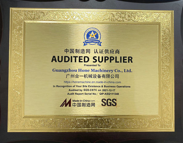 Cina Guangzhou Hone Machinery Co., Ltd. Sertifikasi